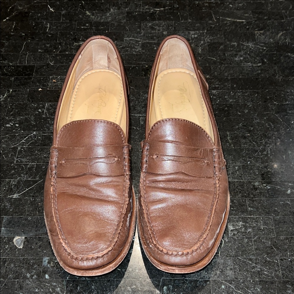 Elegant Brown Leather Slip-On Loafers